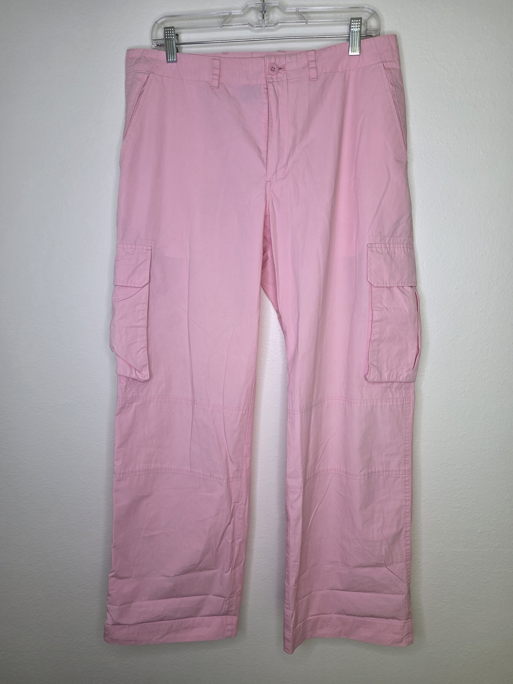 Ralph Lauren Pink Wide Leg Cargo Pants Size 12 Y2K Utility Modern Prep Gorpcore